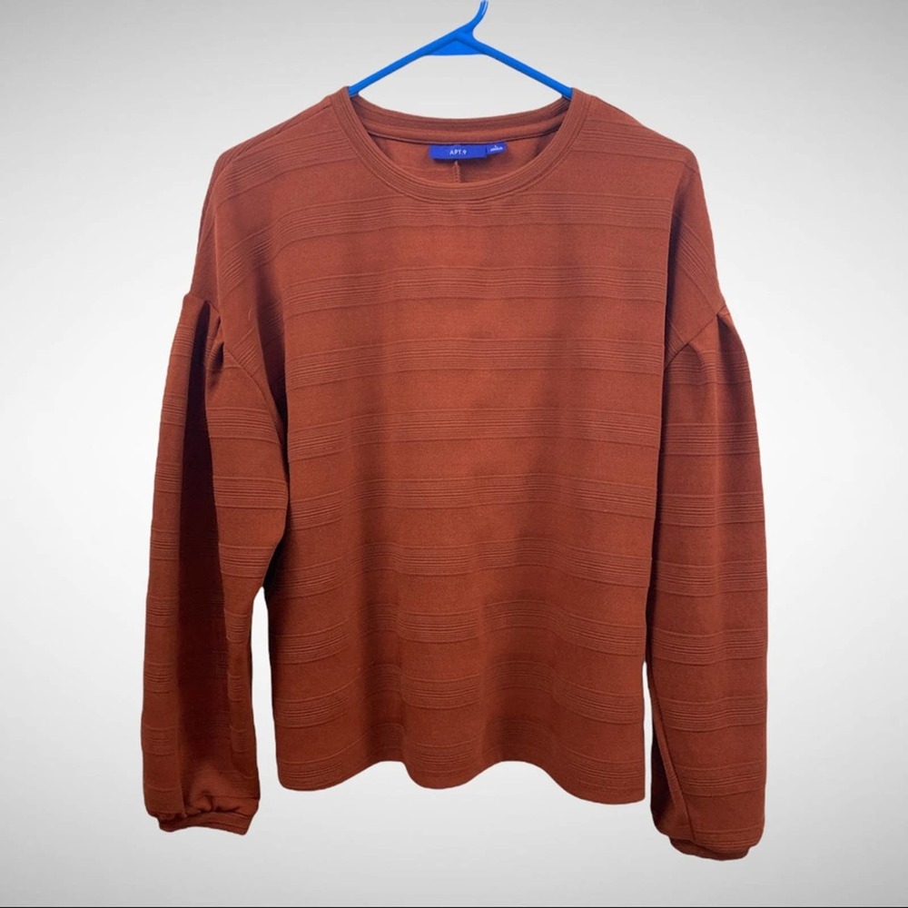 Apt 9 Red Oversized Blousy Sweater Sz L Textured Striped Across Sweater